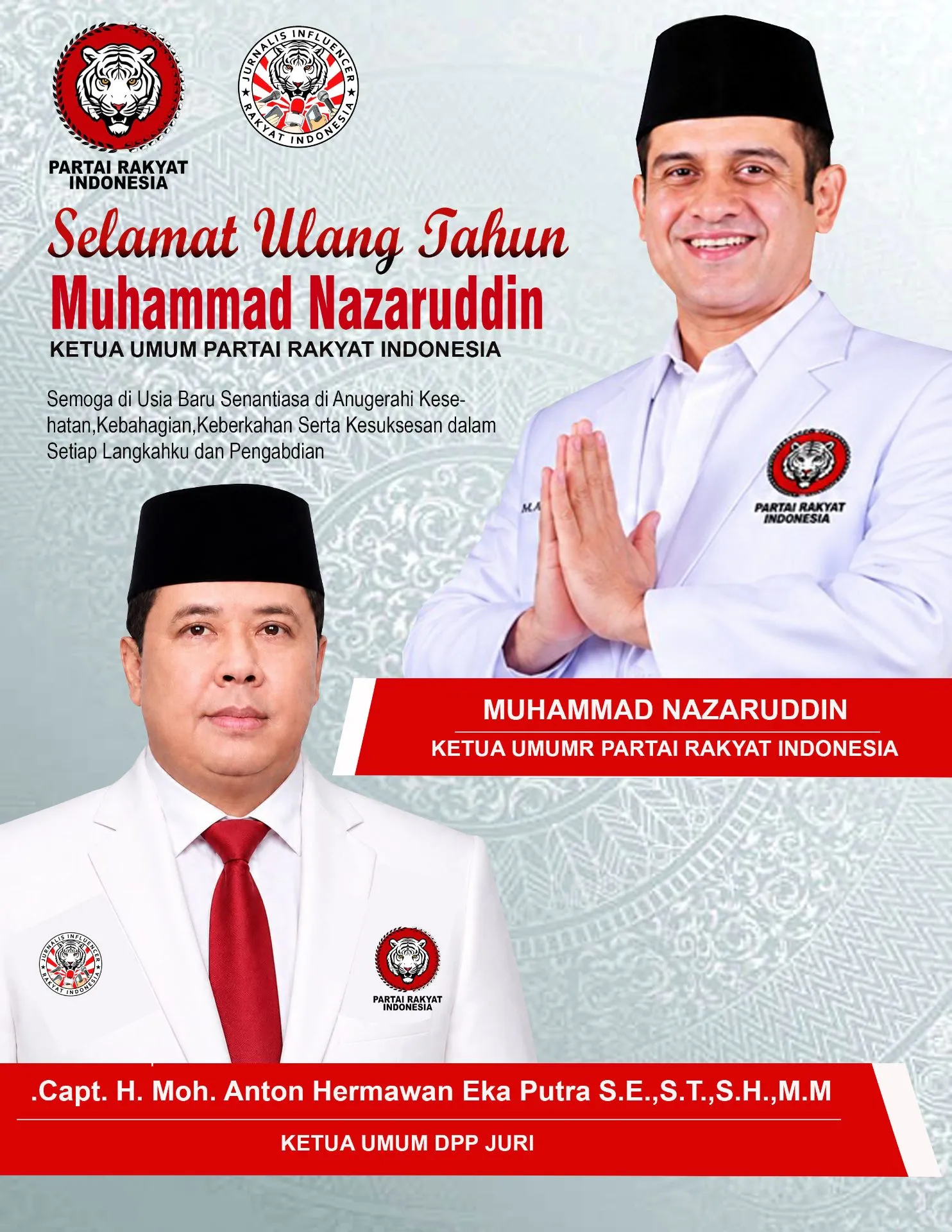 Selamat Ulang Tahun Muhammad Nazaruddin Ketua Umum Partai Rakyat Indonesia, Semoga Senantiasa diberkahi dan Membawa Kemajuan Bangsa