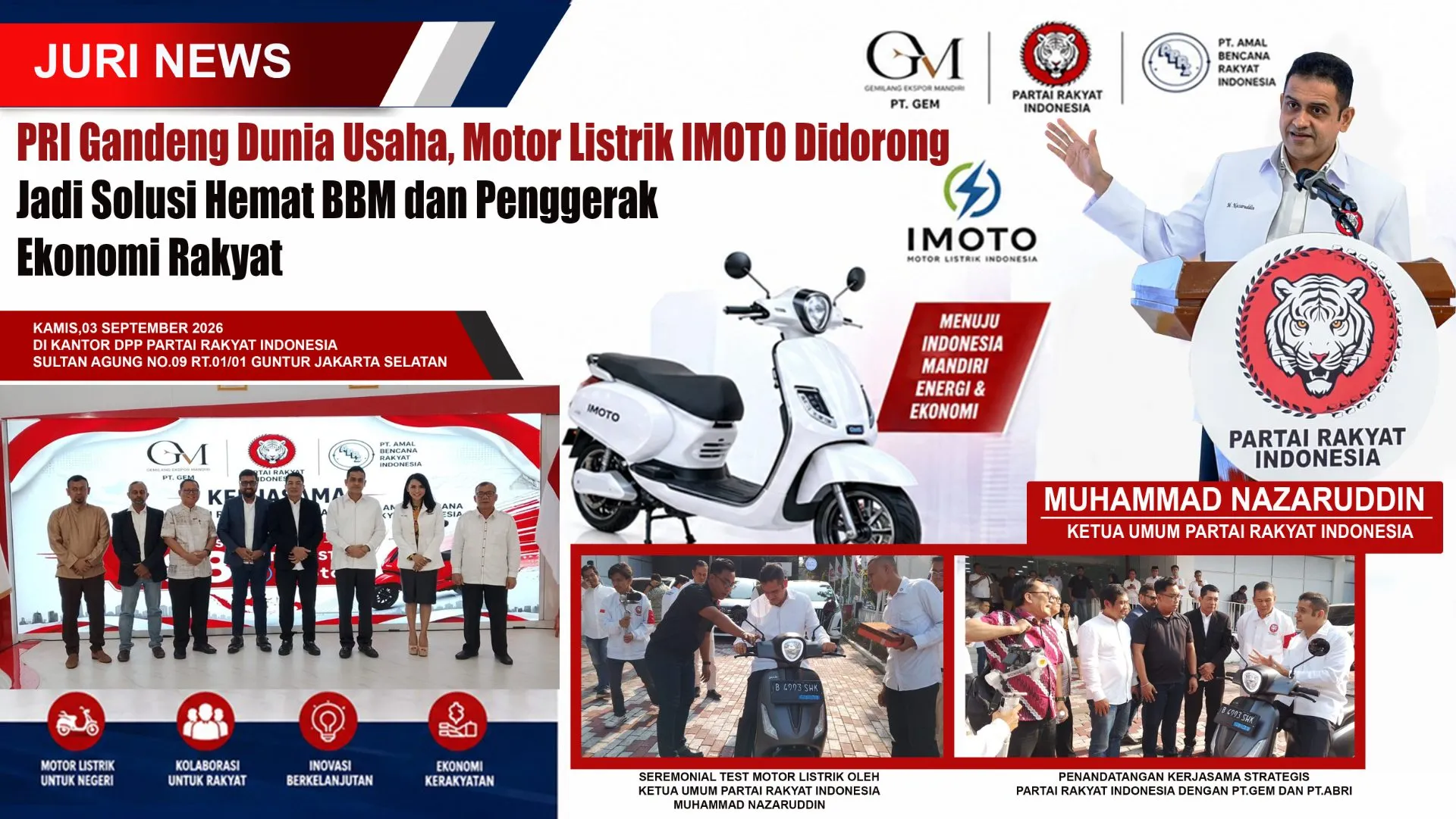 PRI Gandeng Dunia Usaha, Motor Listrik IMOTO Didorong Jadi Solusi Hemat BBM dan Penggerak Ekonomi Rakyat